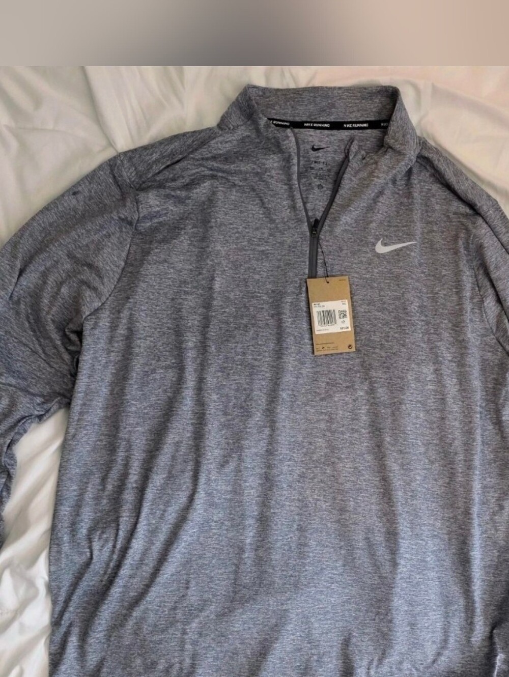 Nike Men's Dri Fit Mens Heather Gray Quarter-Zip Performance Pullover NWT